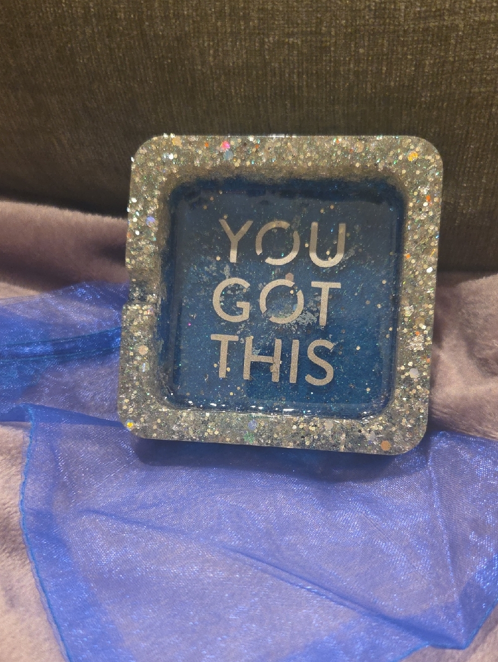 Blue Glitter 'You Got This' Decorative Tray